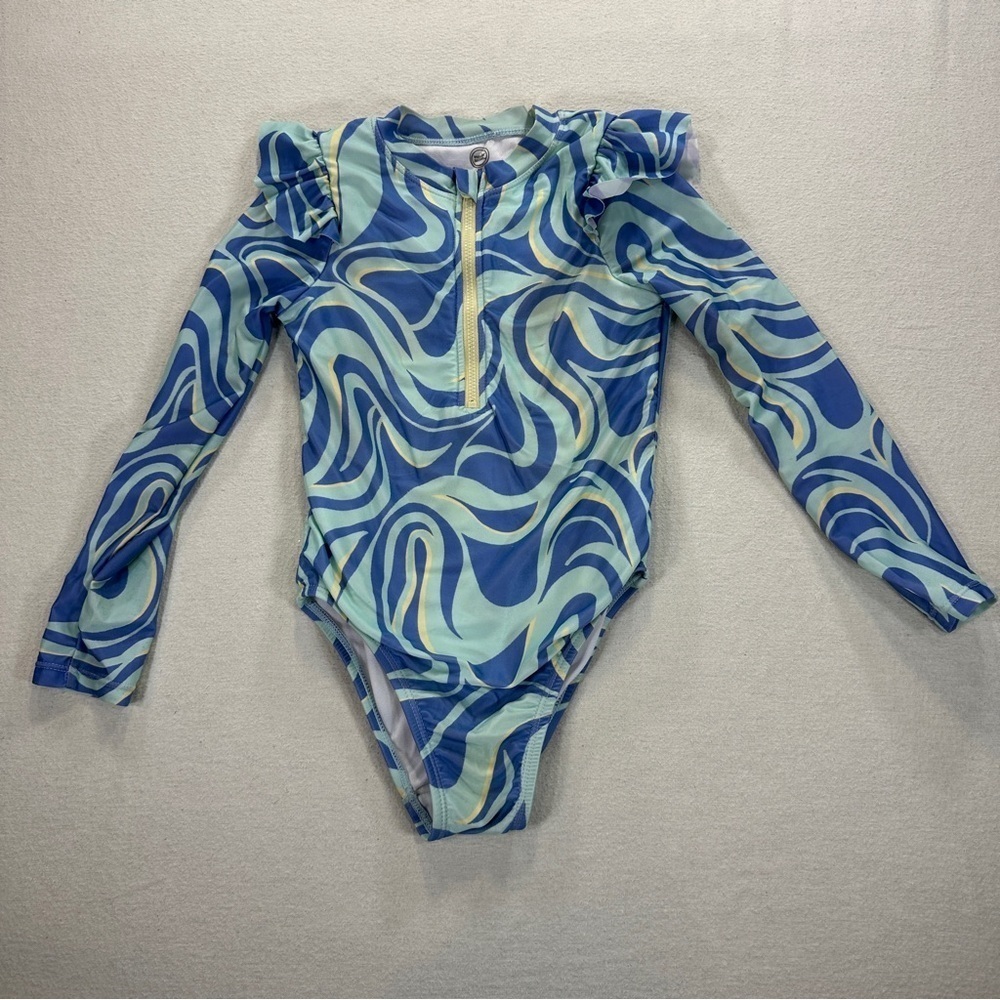 Wonder Nation Blue and Teal- 1 Piece Rash guard Swimsuit Sz 5T